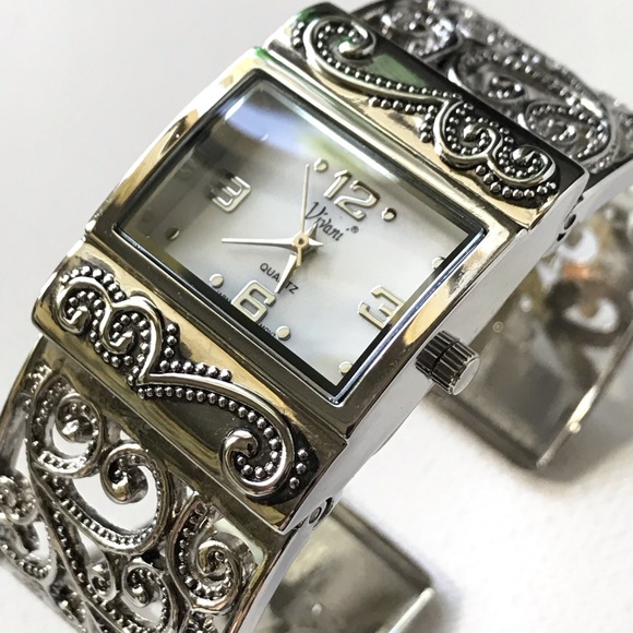 Vivini Mother of Pearl Cuff Bracelet Watch Women's - Picture 3 of 7